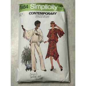 Vintage 70's Simplicity Pattern #7884 Contemporary Boho Style Top, Skirt, Pants